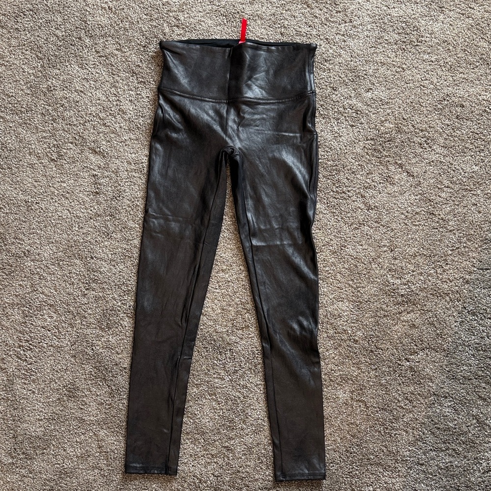SPANX Shiny Black High-Rise Leggings